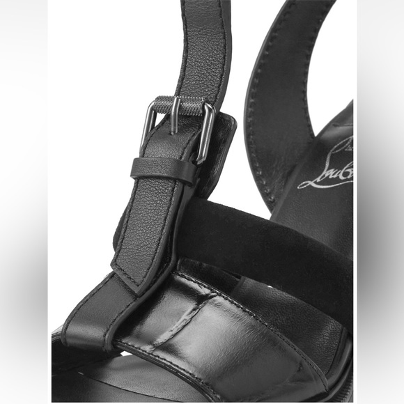 Christian Louboutin Belted T-Strap Lug Leather Sandals - Picture 6 of 11